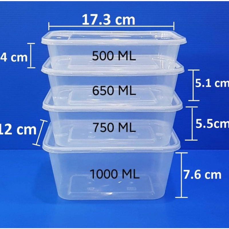 (25set) Thinwall Food Container 500ml 650ml 750ml 1000ml / Kotak Makan Mika Plastik