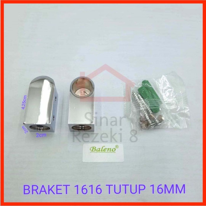 Bracket TUTUP 16 mm 5/8" inch / Ujung Topi Pipa Bulat Stainless Towel Dapur Gantungan