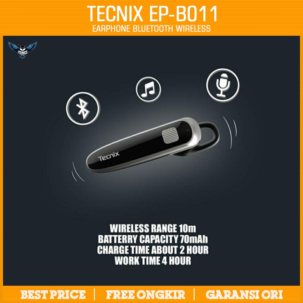 Tecnix EP-B011 Bluetooth Earphone | Headset Wireless Hands-free