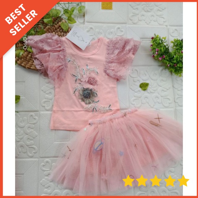 SETELAN ROK TUTU ANAK IMPORT PREMIUM 0-5 TAHUN SETELAN ROK TUTU PESTA DRESS PESTA ANAK IMPORT FLOWER