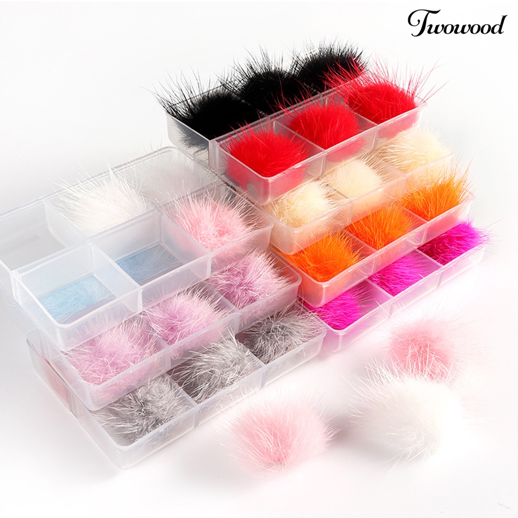 6 Pcs / Kotak Bola Pom Magnetik Mini Bahan Plush Dapat Dilepas Untuk Dekorasi Manicure Nail Art