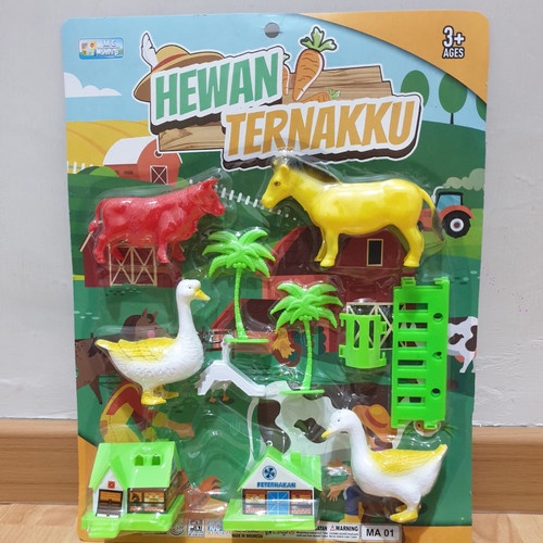 Mainan Edukasi Anak Hewan Ternak Isi 4 Pcs Hewan dan Rumah Kandang MA 01