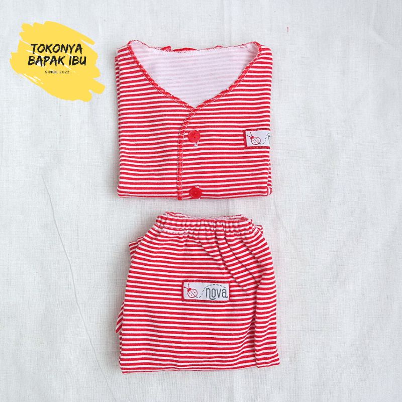 [PRELOVED] Setelan Baju Bayi New Born Nova SNI Motif Garis Merah