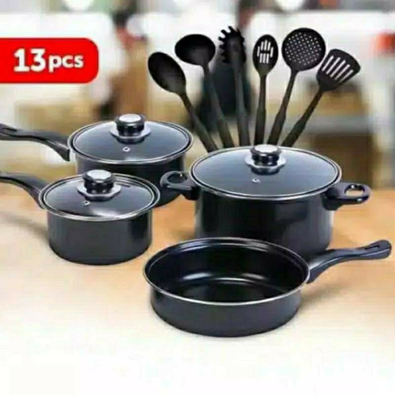 Panci  VIPPO 1834 , GSF 1831 , 13 PCS  , 2432 Cookware Set 13 Pcs - Panci Set Spatula Teflon All In One