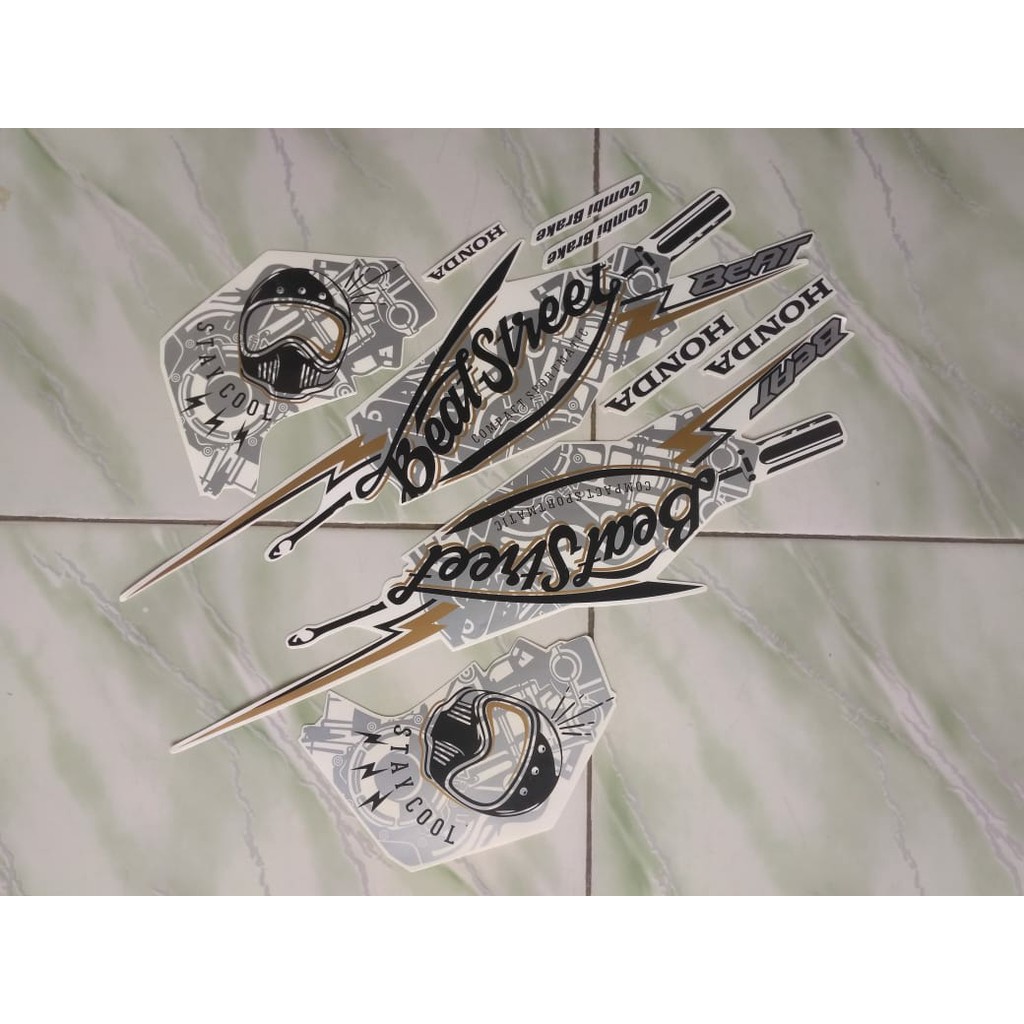 Jual stiker striping honda beat street 2018 putih | Shopee Indonesia