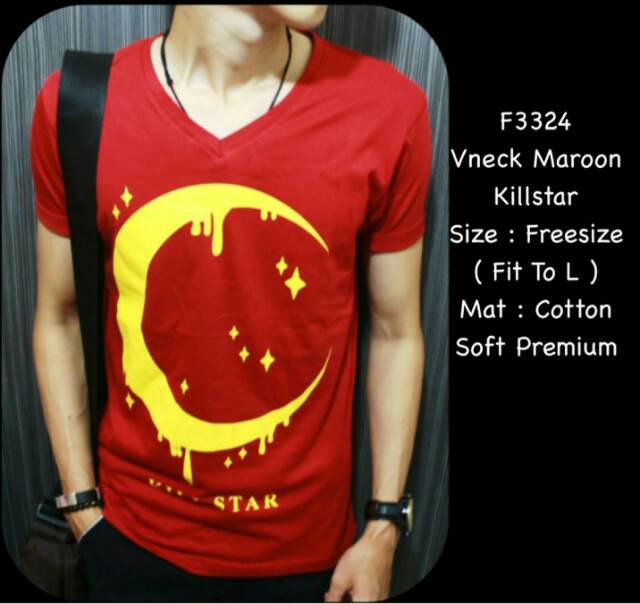 Kaos cowok vneck killstar (sedia 2 warna)