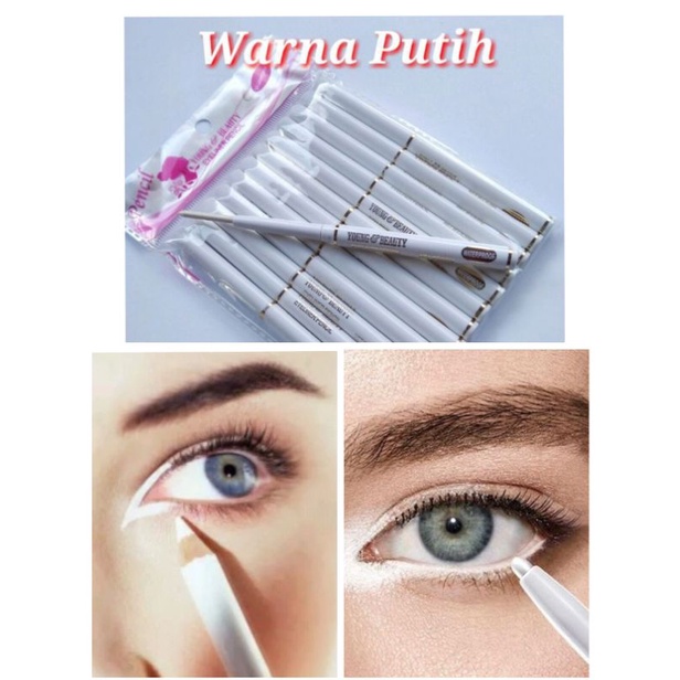 EYELINER PUTAR warna putih dan hitam (waterproof) celak putih/eyeliner biru