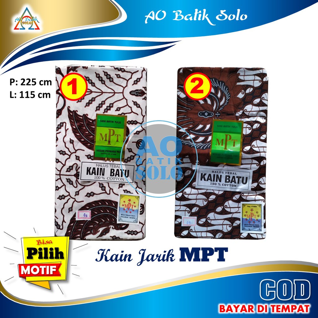 Kain Jarik Batik MPT Putih || Bisa Pilih Moitf || Khas Solo - Jogja / Jarik Batik