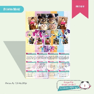 KALENDER DINDING FOTO  KARTUN  KARAKTER 2021  CUSTOM 1 LEMBAR 