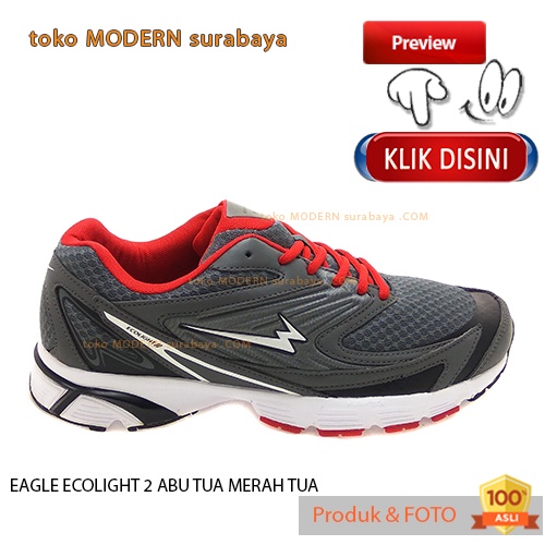 EAGLE ECOLIGHT 2 ABU TUA MERAH TUA Sepatu Pria Olahraga Running Sneakers