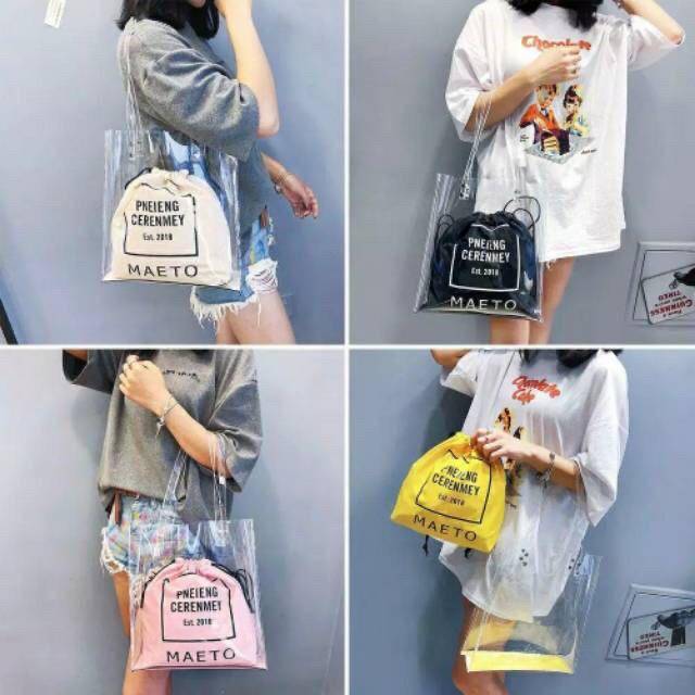 ready Tas Tote Bag Transparan Mika MAEetoo