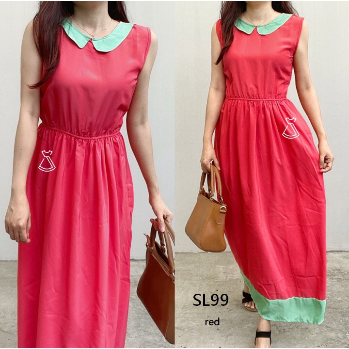 SL99 - DRESS CASUAL MAXI SLEEVELESS WANITA