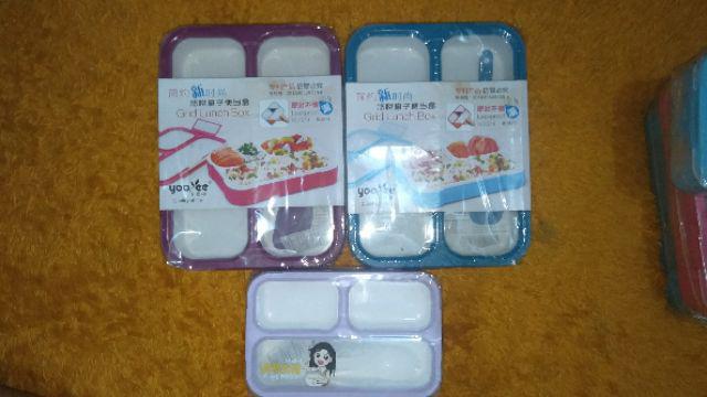 Kotak Makan Yoyee/lunch Box Yoyee/kotak Makan Anti Tumpah Sekat 3 Dan Sekat 4 579  578