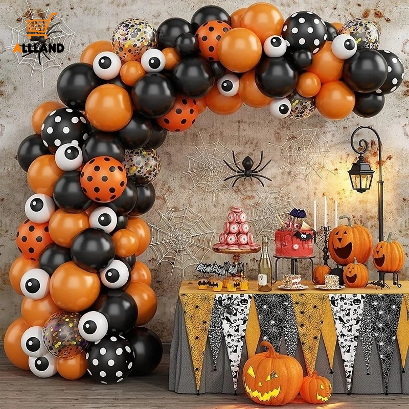 Set Balon Karangan Bunga Desain Kucing Kelelawar Labu Mummy Arch Untuk Dekorasi Pesta Halloween