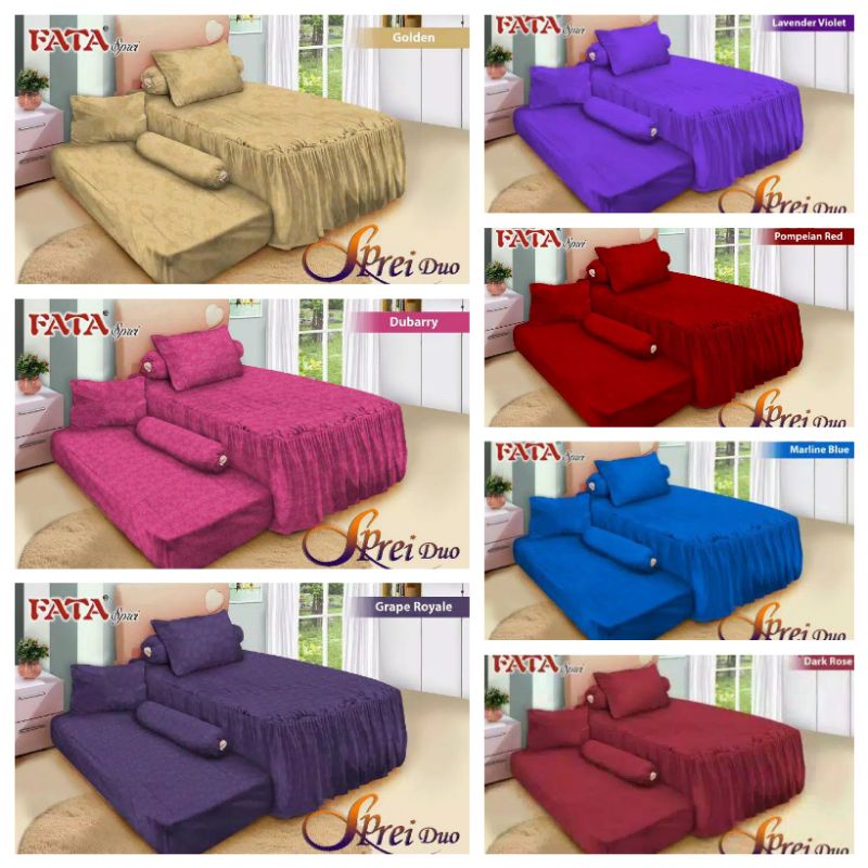 FATA Sprei Duo Sorong 2in1 Polos Embos Single 120x200 (Kasur No 3) Harga Termurah dan Terlaris