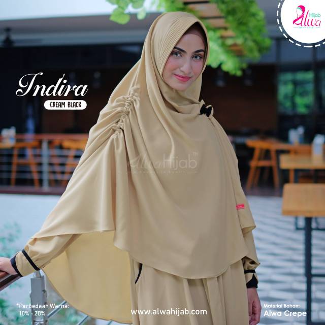 GAMIS INDIRA SET CREAM BLACK II  ALWA HIJAB