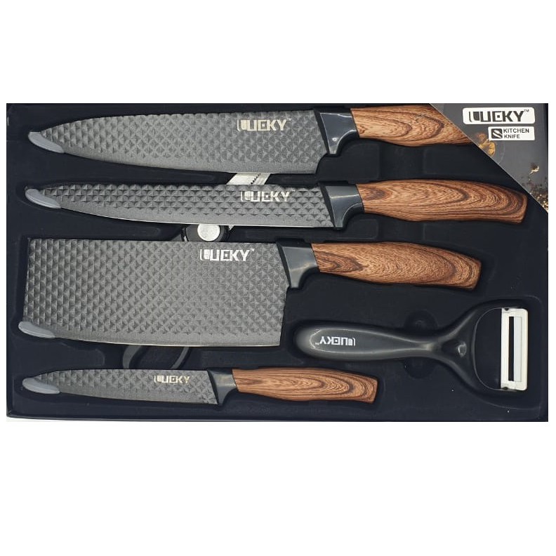 Kitchen Knife Antibacterial Coating / Pisau Dapur Set / Diamond Cut Blade