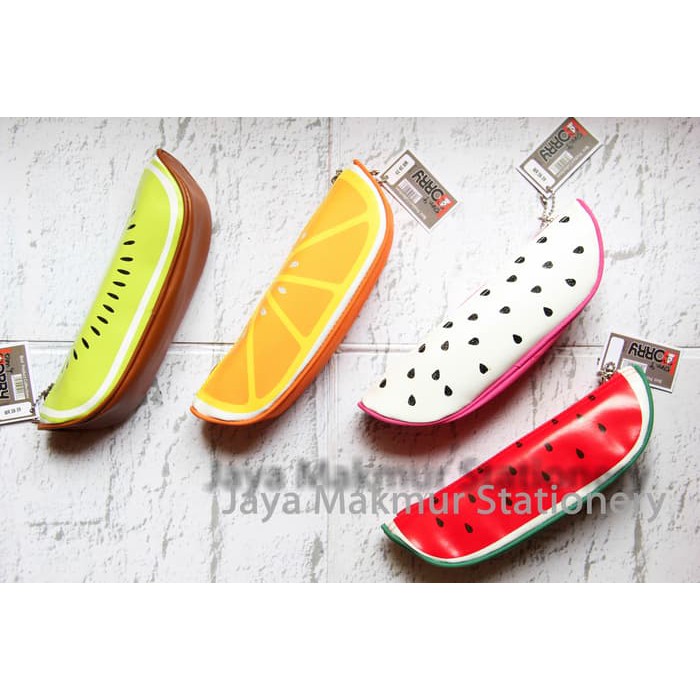 

Kotak pensil resleting kulit buah fruit slice