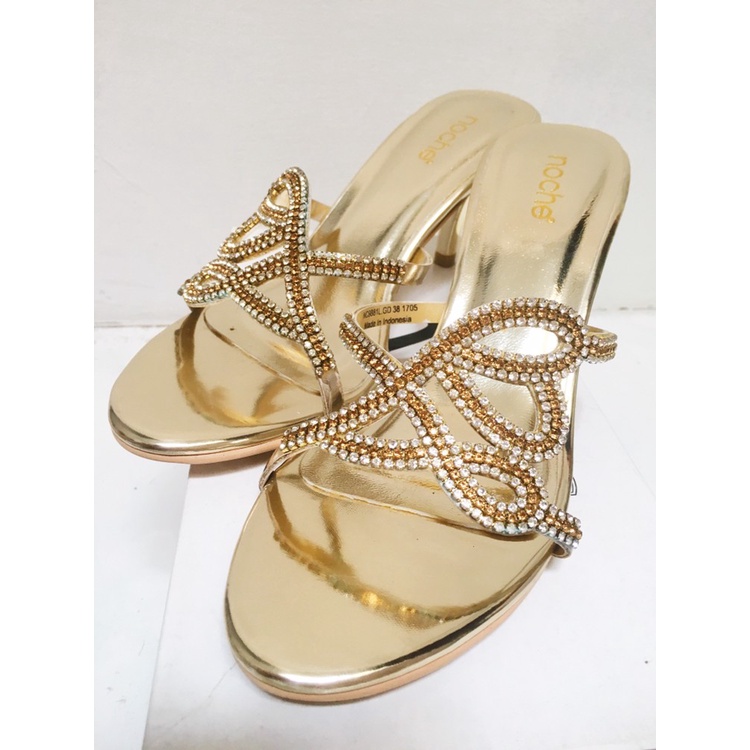 SALE 100% ASLI Sandal Pesta Noche Gold size / uk. 38 High Heels MURAH