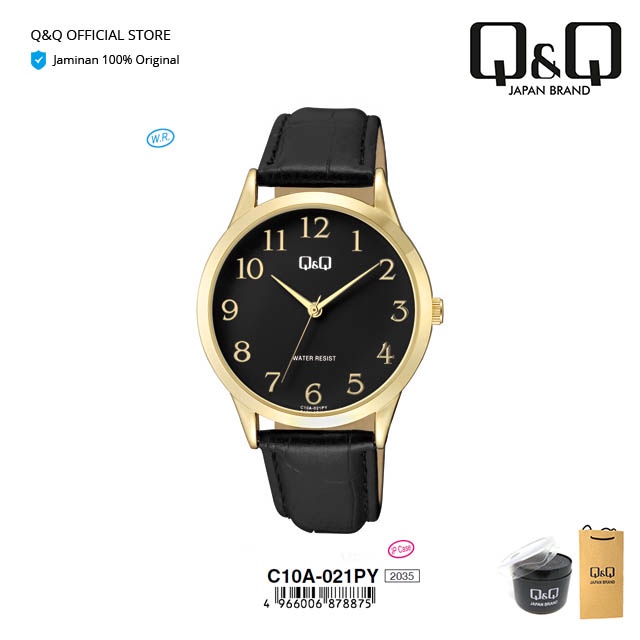 Q&Q QnQ QQ Jam Tangan Arloji Wanita Fashion Analog Kulit - C10 C10A Water Resist 3 BAR-0