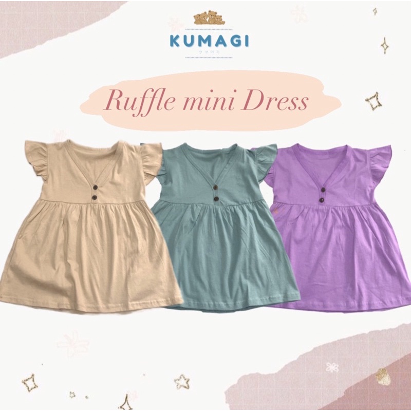 Kumagi - Ruffle Dress Anak Perempuan 0 -7 tahun Bahan Katun Kualitas Premium 100%