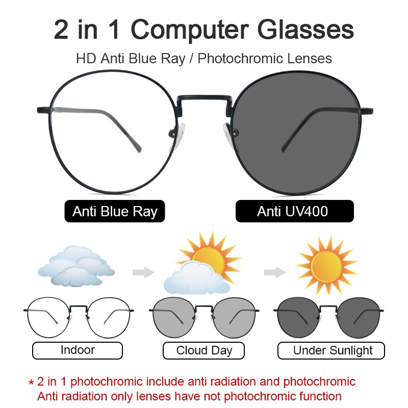 Kacamata Photochromic Anti Radiasi UV Lensa Pengganti Untuk Pria Dan Wanita