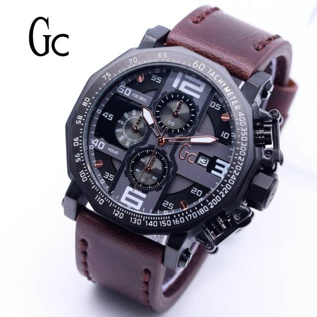 Jam Tangan Gc Crono Aktif - Jam Tangan Pria Guess Collecion Tali Kulit - Jam Tangan Gc