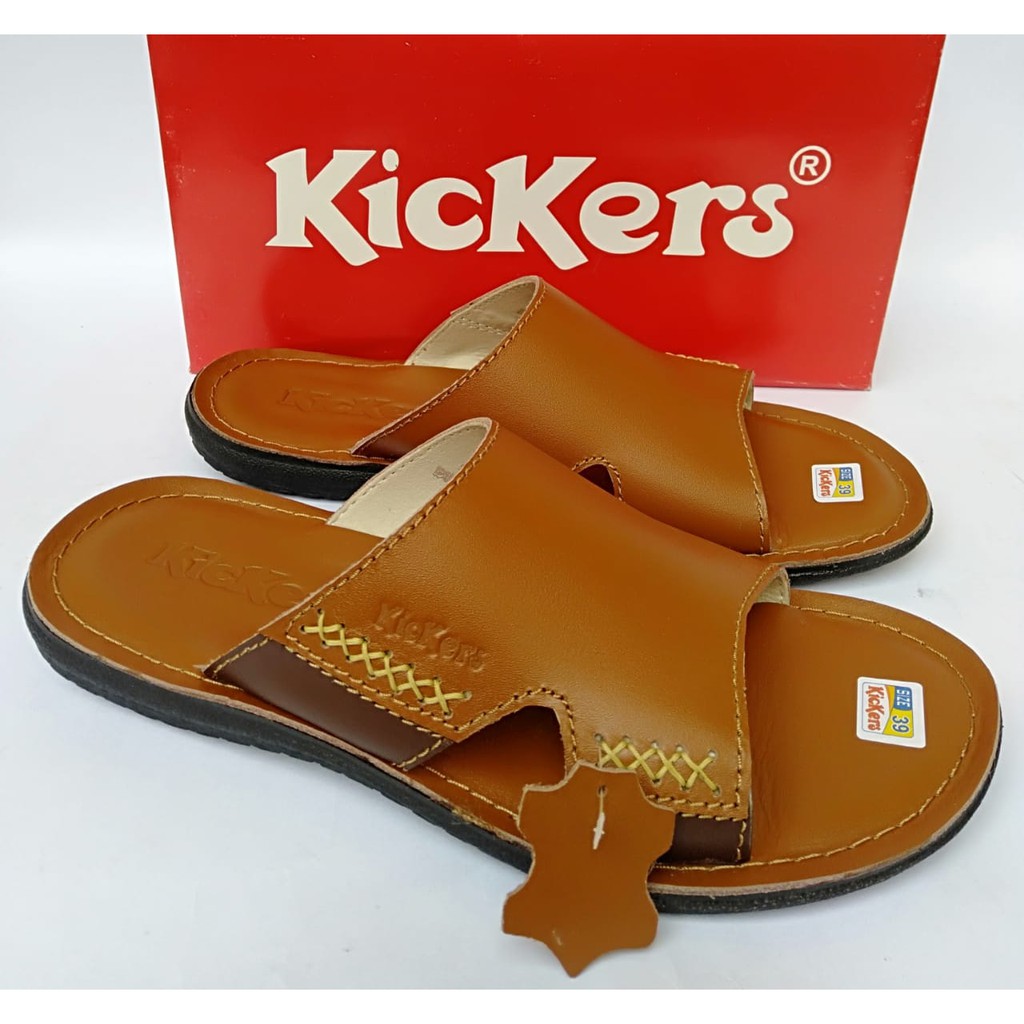 Sandal kulit pria grade kickers original casual selop asli dewasa murah berkualitas terbaru COD