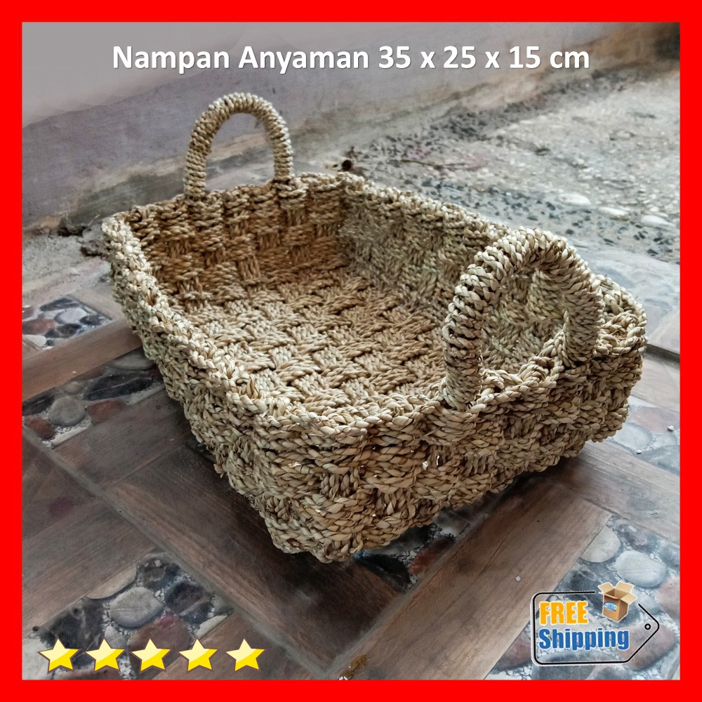 NAMPAN ANYAM KOTAK / HIASAN MEJA / BAKI / TRAY ANYAMAN SEAGRASS