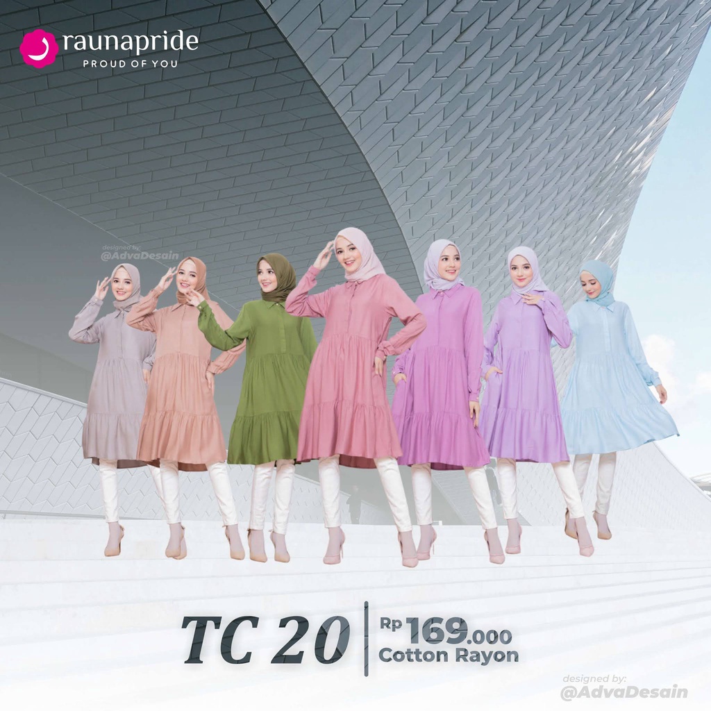 [ SALE ] TUNIK RAUNA TC 15 16 17 18 19 120 WARNA HIJAU TURKISH LAVENDER UNGU COKLAT SALEM ABU S - XX