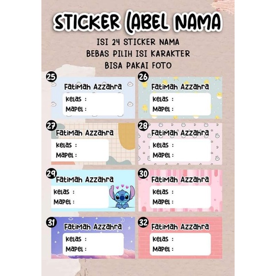 

stiker label nama untuk mata pelajaran