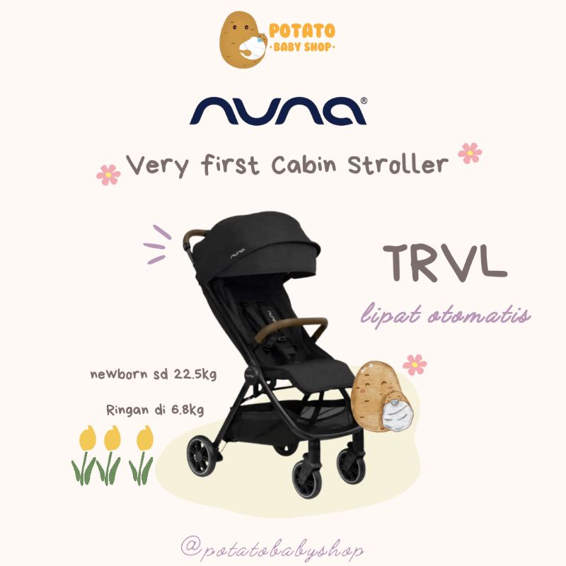 Nuna TRVL Stroller - Travel Cabin Stroller Pine Sapphire Caviar Hazelwood