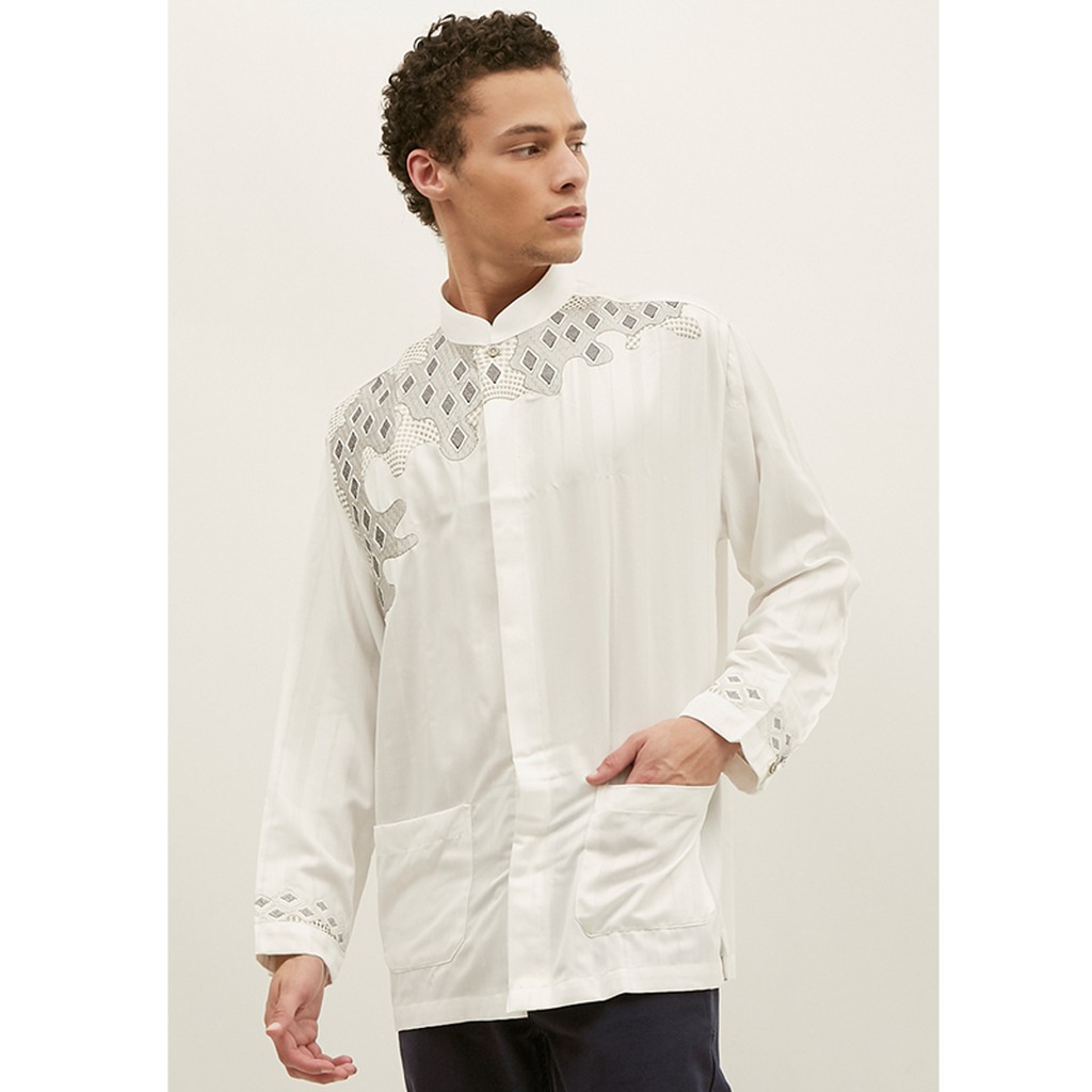 AL-AROFI Baju Koko Pria - Termitau Moslem Shirt White