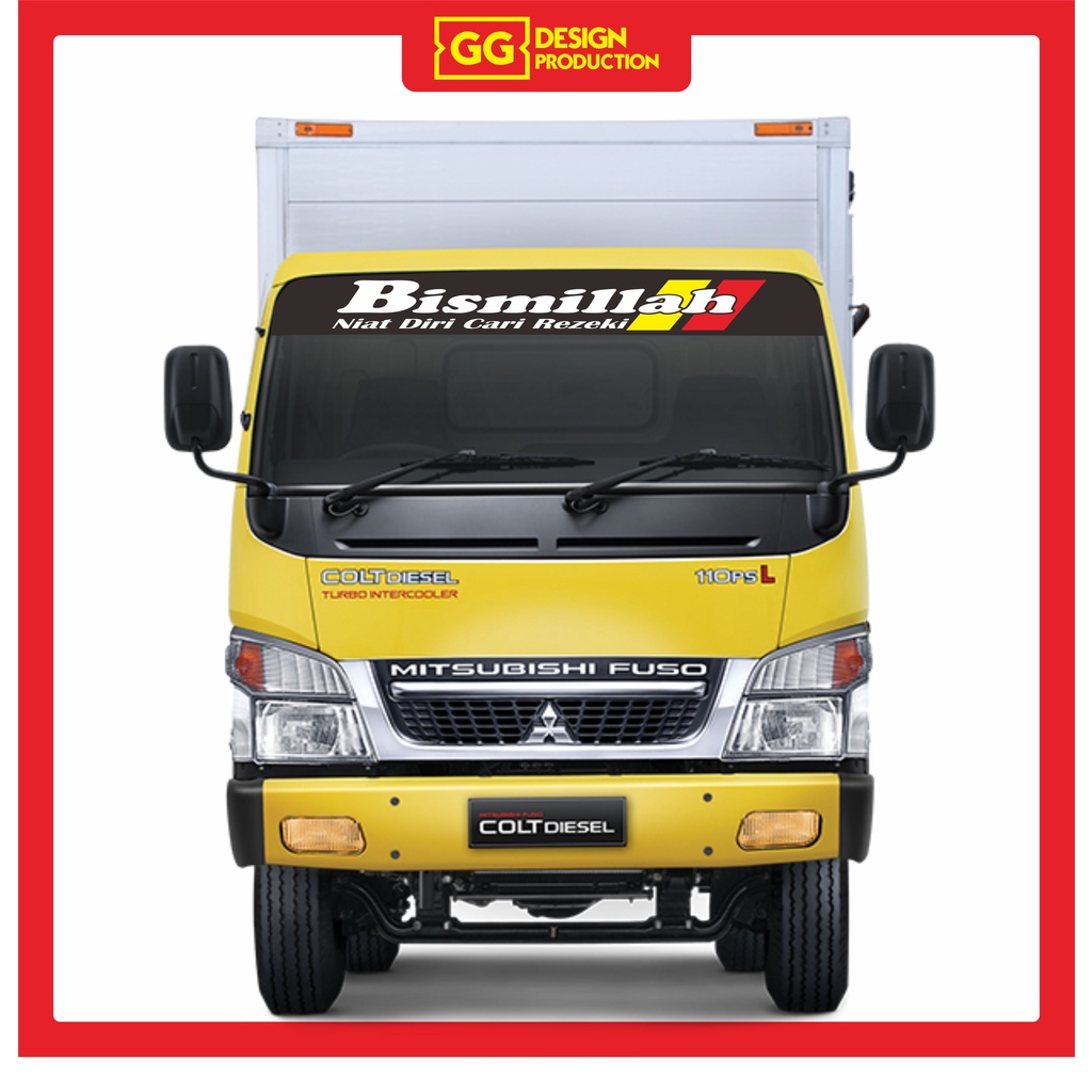 Stiker Truk Kaca Depan Mobil Bismillah Canter | sticker stiker truk bismilah | stiker truck lombok c