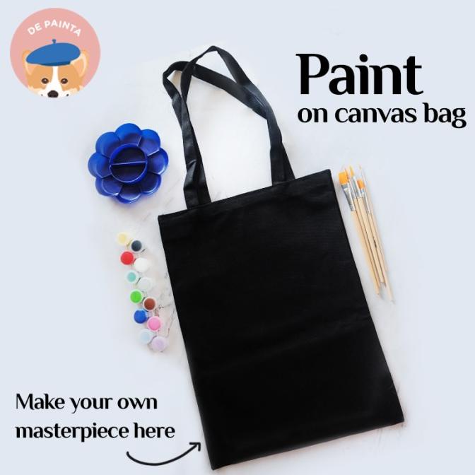 Paket Melukis / Set Alat Lukis Tas Kanvas / Painting On Tote Bag