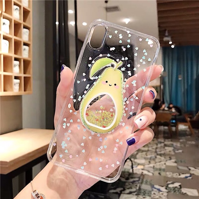 Avocado Glitter Case iPhone Oppo Vivo Xiaomi Samsung f11 V15 V17 V19 pro S1 Y19 Y11 V20 SE X50 V11