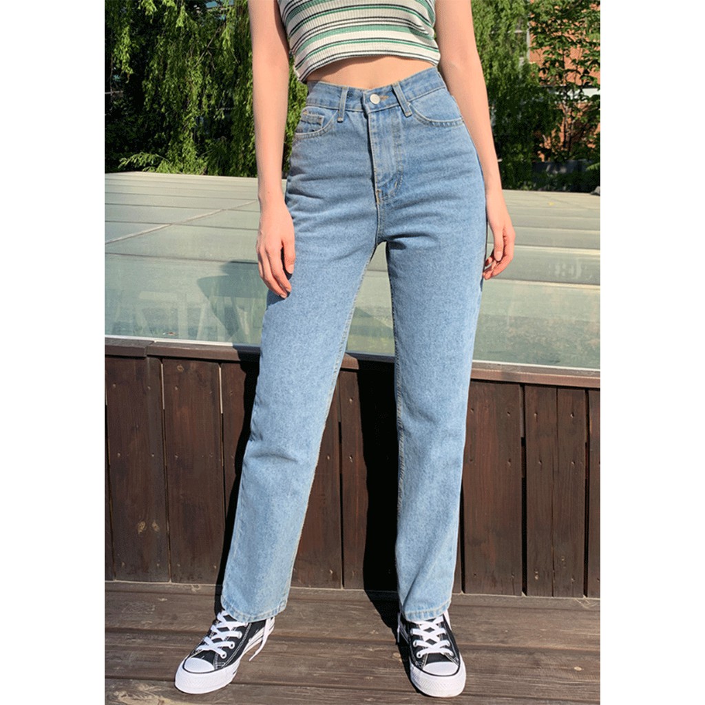 KARIN HW LIGHT BOYFRIEND JEANS / celana boyfriend jeans wanita warna biru terang light blue bigsize