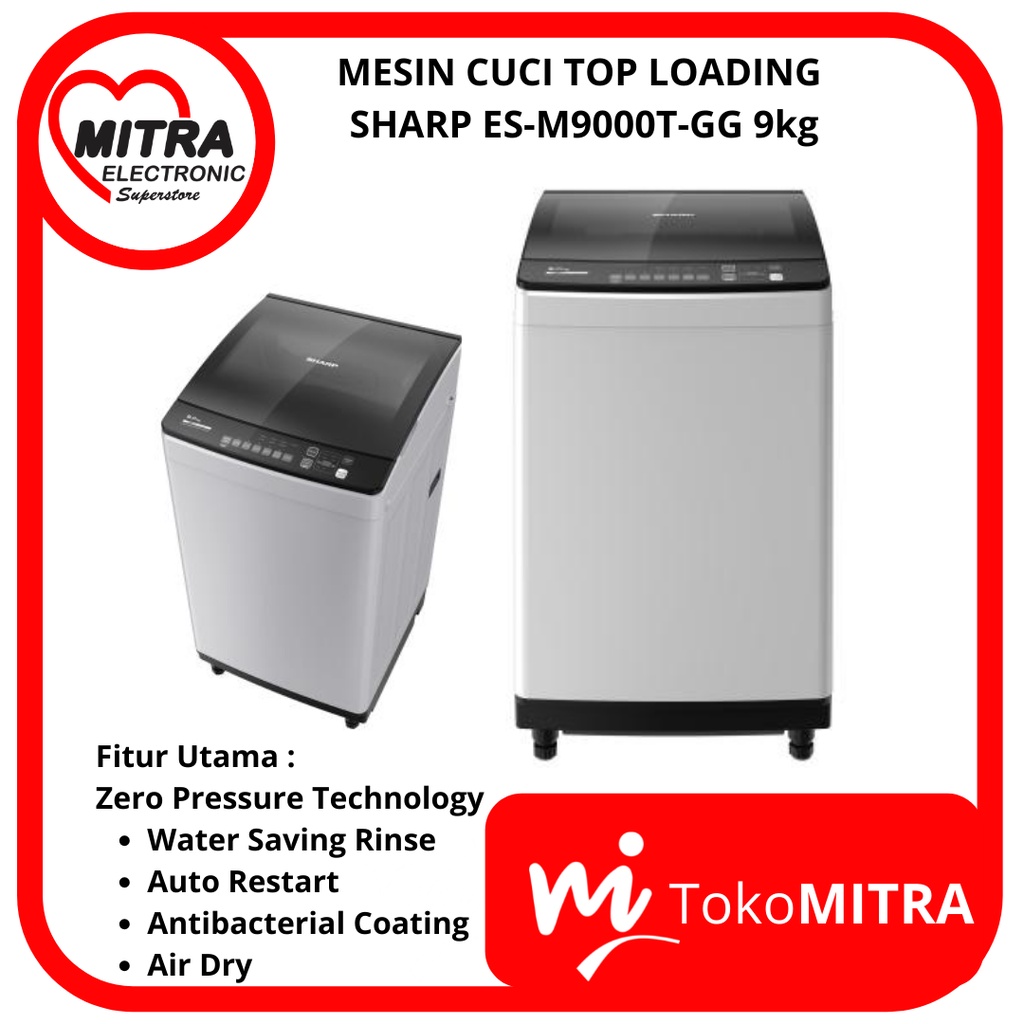 MESIN CUCI TOP LOADING SHARP ES-M9000T-GG 9kg
