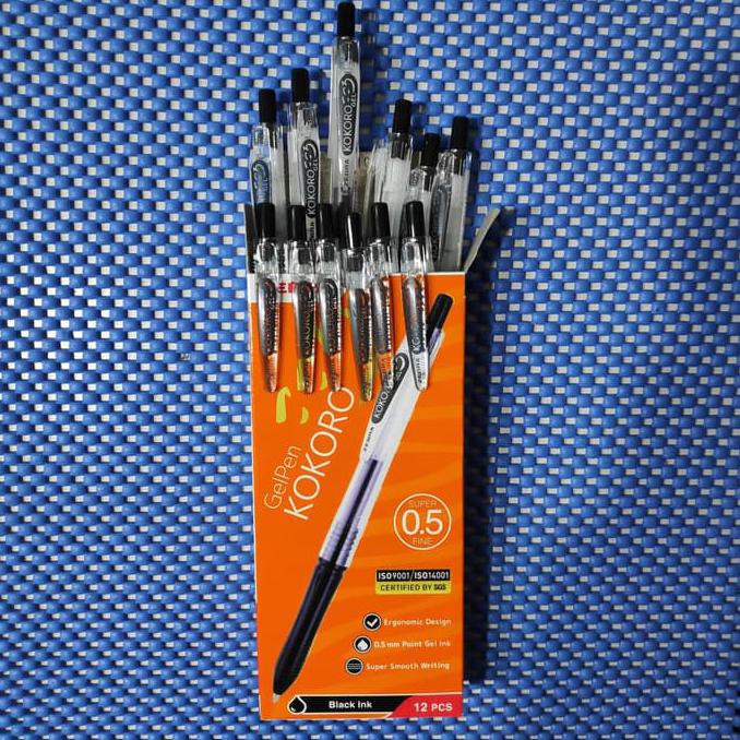 

Zebra Pen Gel KOKORO 0.5mm warna BLACK INK 1BOX ISI 12PCS