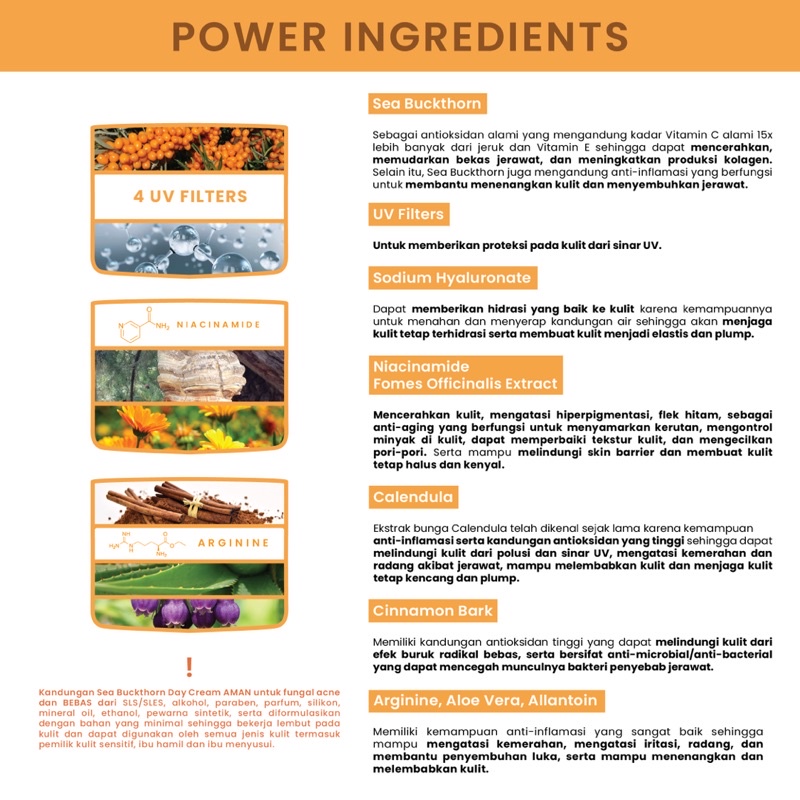 KLEVERU Sea Buckthorn Day &amp; Night Cream Indonesia / Cleansing Essence Toner Serum Ampoule Moiturizer Sunscreen Eye Mask Masker / Glass Skin Overnight Vitamin C Ferulic Centella Spirulina Rose Pink Ceramide Glow Organic Grapeseed Hydrating Gel Oil Water