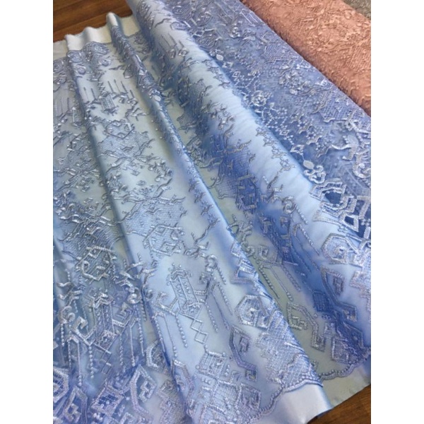 Tile Kebaya Exclusive Maison  Full Bordir by Designer Saptodjojo Warna Biru Muda Ice Blue