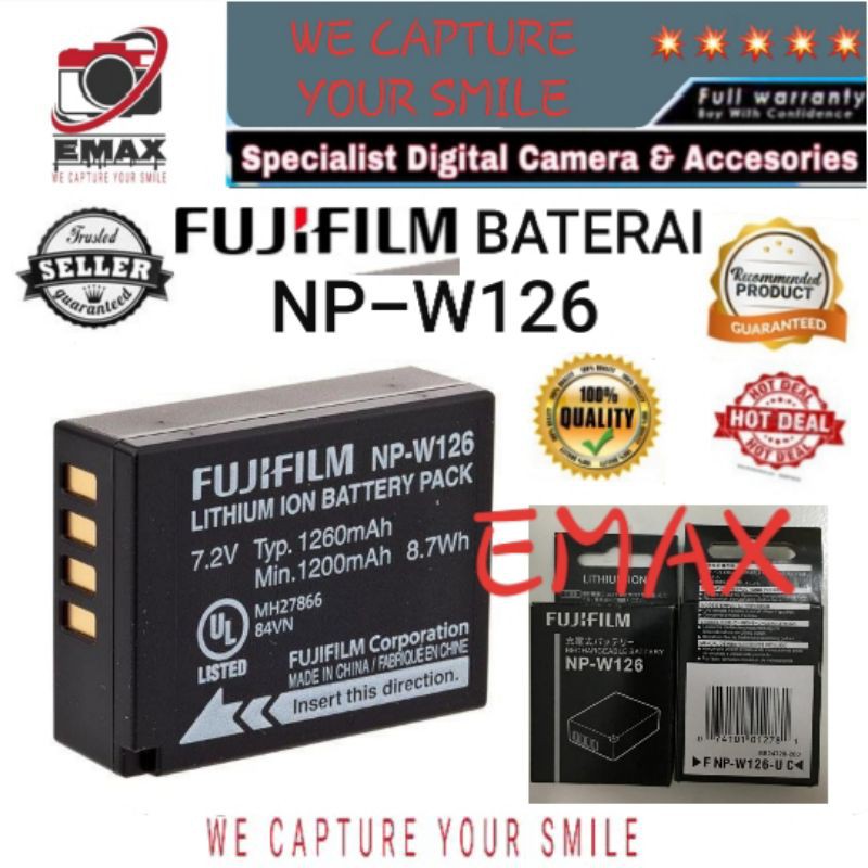 FUJIFILM NP-W126 / NP-W126s Battery Fuji NP W126 Fujifilm NPW126 Fuji W126 Baterai Camera Fujifilm K