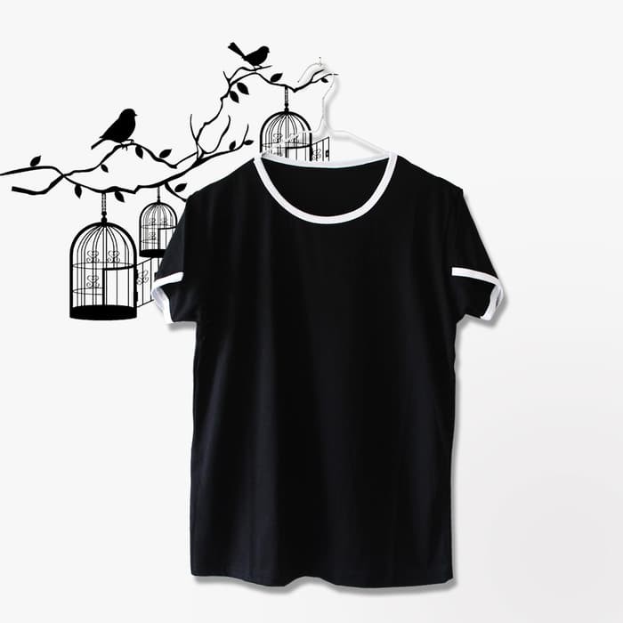 INC632 Ringer Tee Polos Warna Hitam