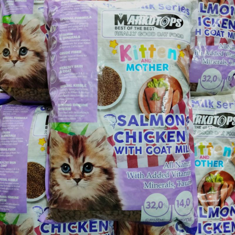 markotops mother kitten  chiken salnon repak 1kg makanan kucing cat food