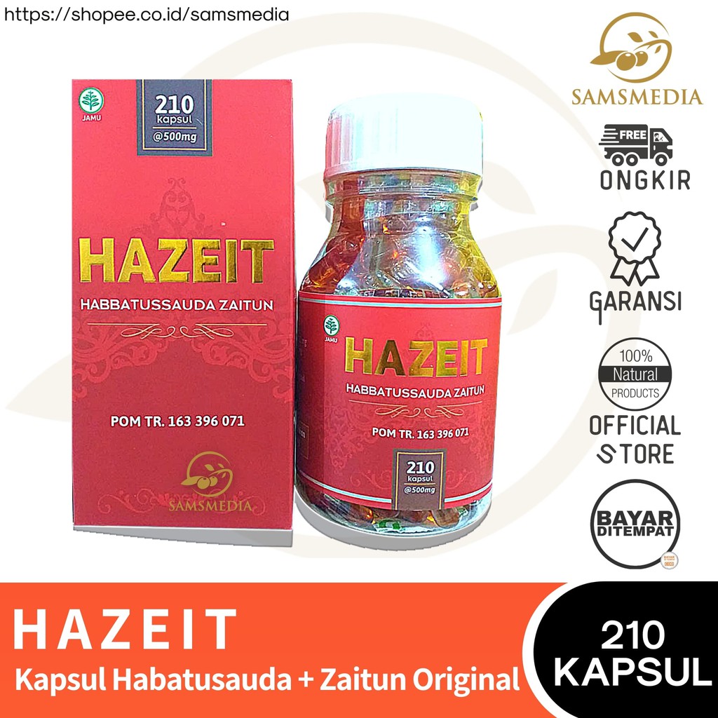 𝐇𝐀𝐙𝐄𝐈𝐓 Kapsul Minyak Habbatusauda Zaitun - Herbal Penambah Daya Tahan Tubuh - Samsmedia