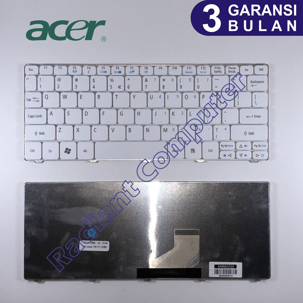 Keyboard Acer Aspire One NAV70 PAV01 PAV70 ZE6 ZE7 ZH9 WHITE