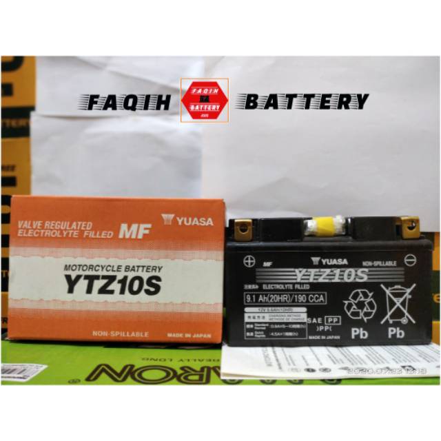 Aki Motor Yamaha R1 -R6 -MT09 -FZ1R Yuasa YTZ10S Jepang-MBTZ10S 9.1Ah