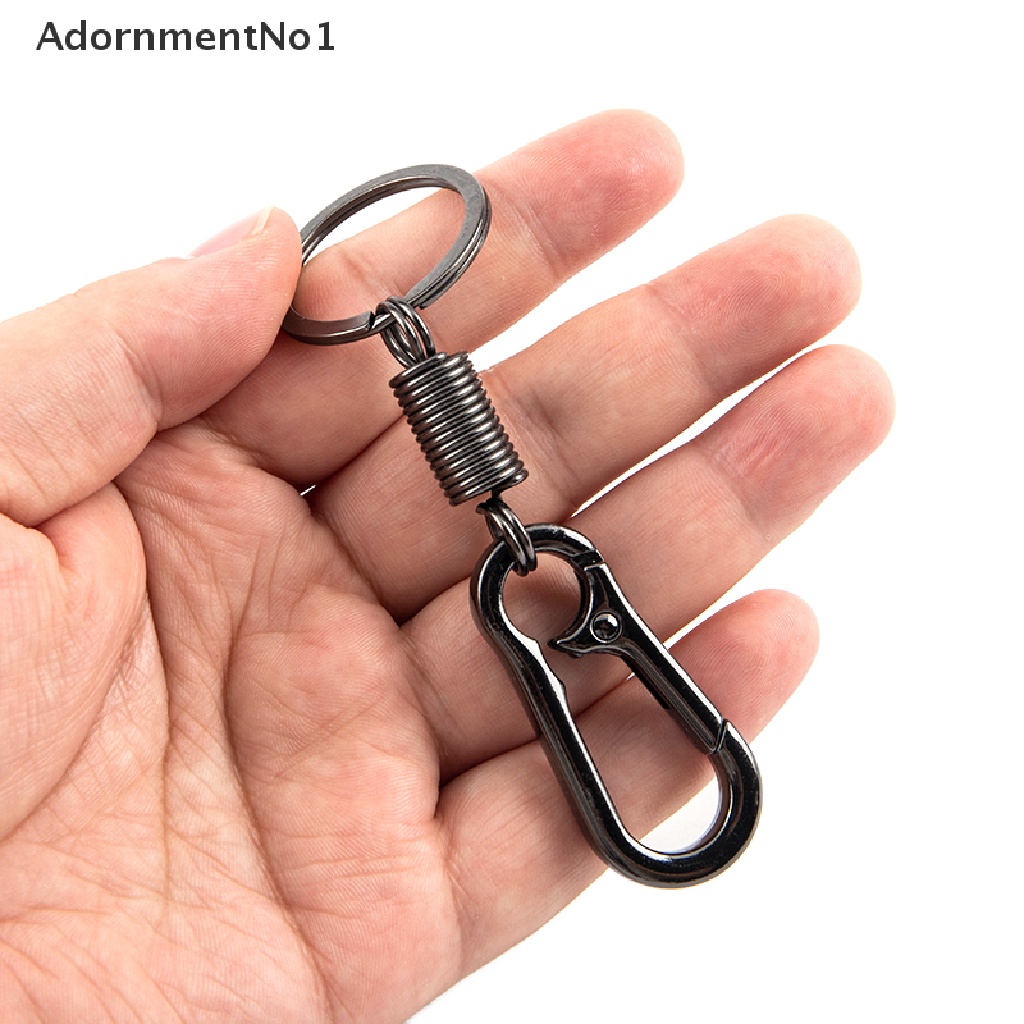 [AdornmentNo1] Spring Keychain Stainless Steel Carabiner Retractable Belt Clip Key Ring [new]