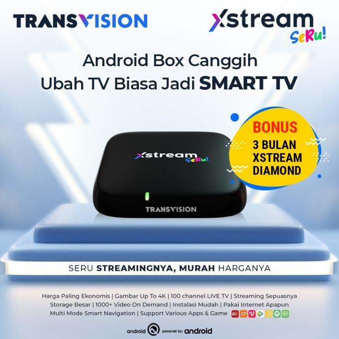 TRANSVISION XSTREAM SERU TV Box Android V.10 + FREE BONUS SPECIAL Termurah
