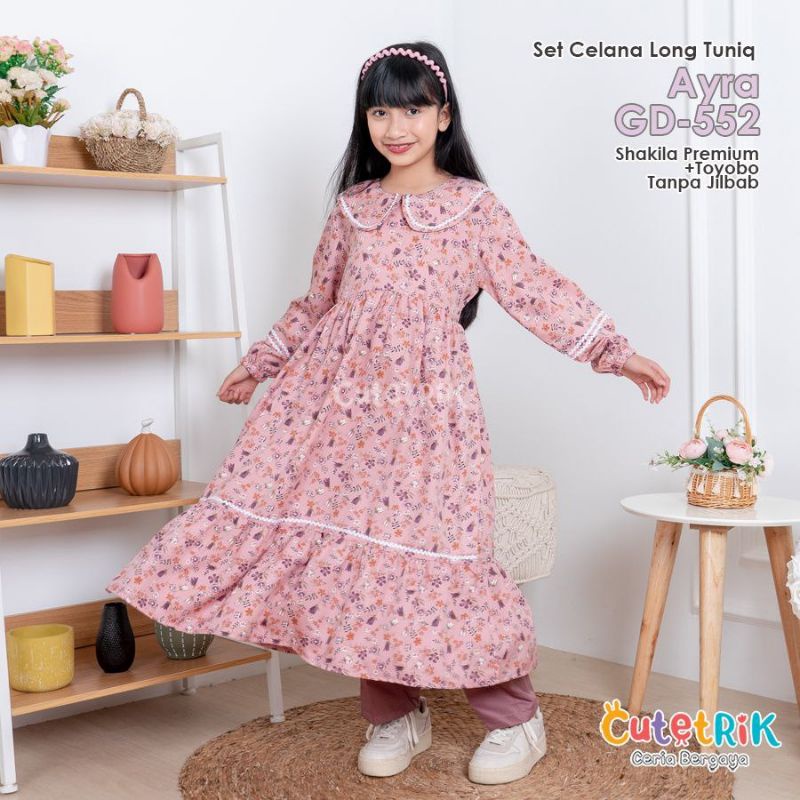Setelan muslim anak cutetrik / setelan long tunik ayra cutetrik